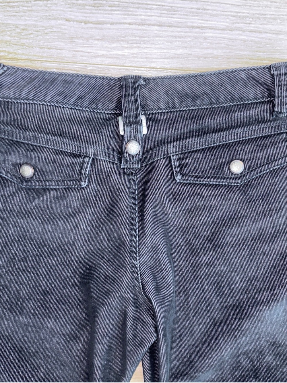 Athleta Corduroy Flare Pants 4T Y2k Trendy Zip Pocket Medium Rise Black Jean - Picture 3 of 8
